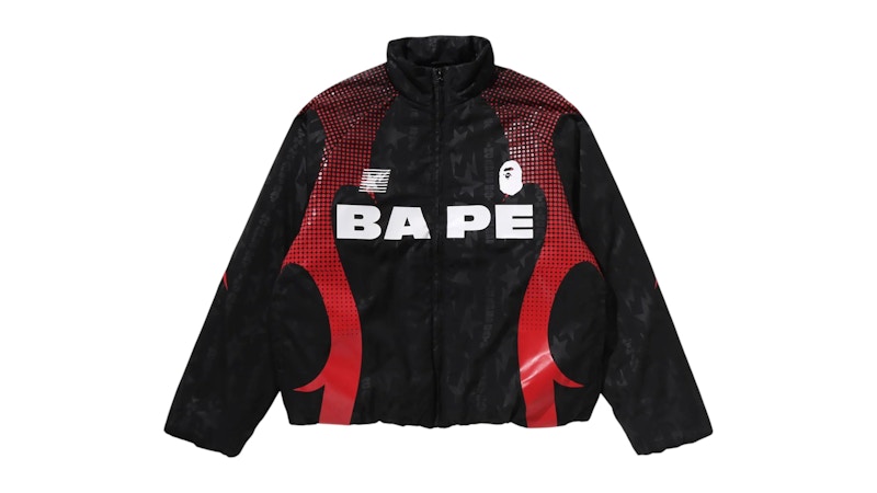 BAPE Aba Frame Monogram Jacquard Multi Logo Padded Jacket Zwart