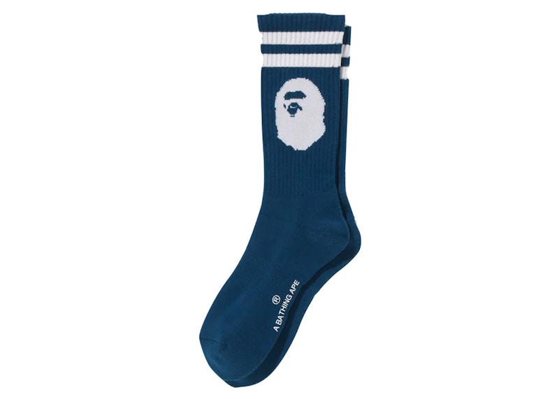 BAPE Ape Head Line Socks Marineblauw