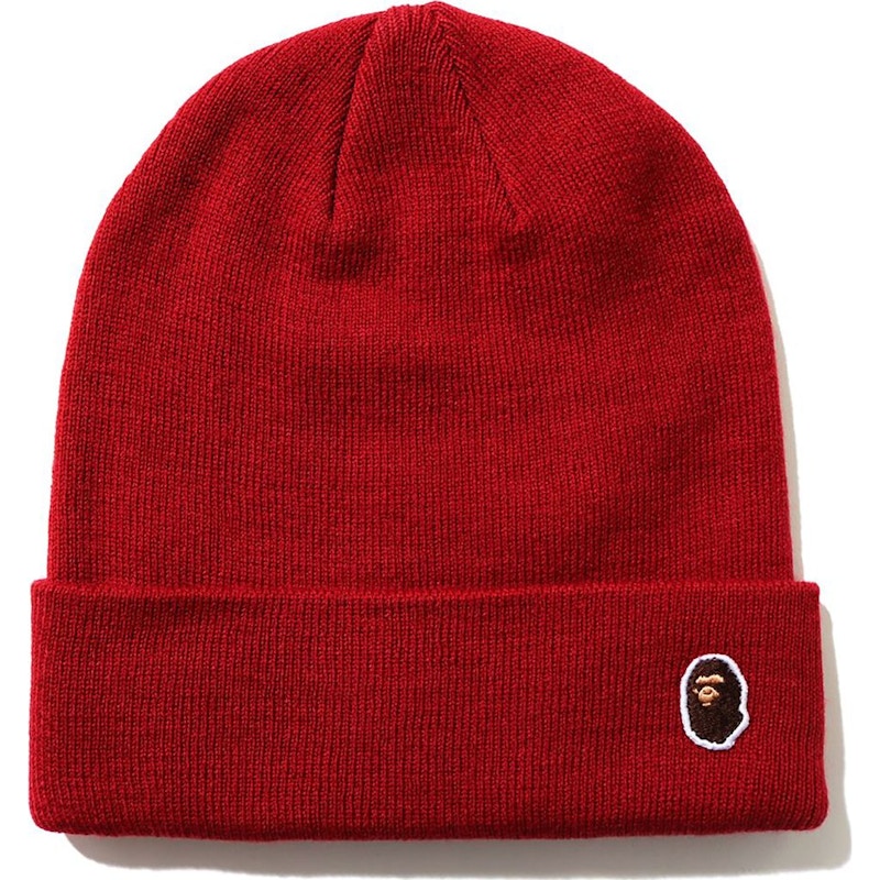 BAPE Ape Head One Point Knit Cap Rood