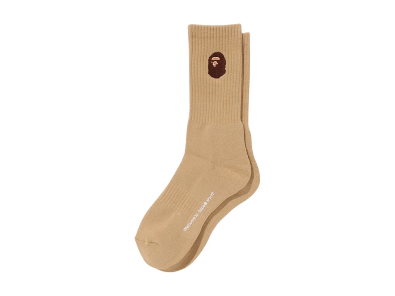 BAPE Ape Head One Point Socks Beige