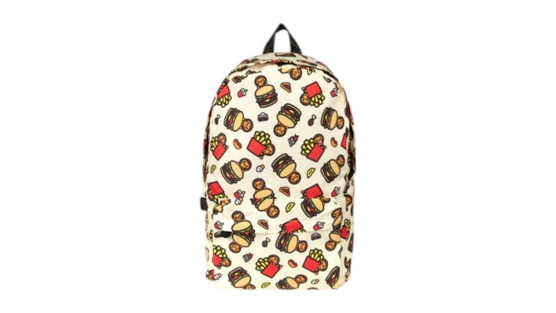 BAPE Baby Milo Fast Food Print Large Backpack Creme