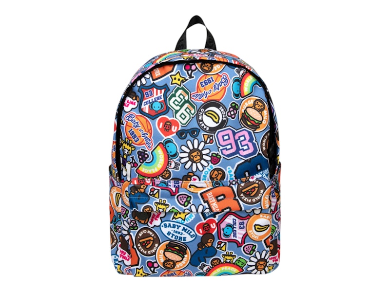 BAPE Baby Milo Sticker Print Medium Backpack Acid Blauw