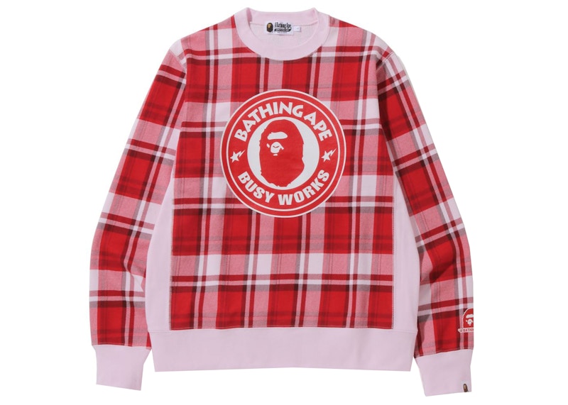 BAPE Bape Check Gift Busy Works Crewneck Rood