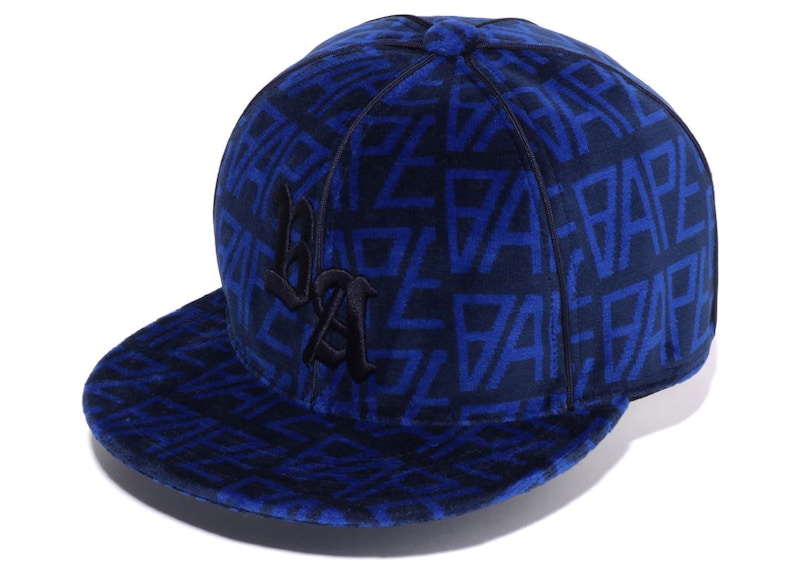 BAPE Bape Logo Monogram Velour Cap Blauw