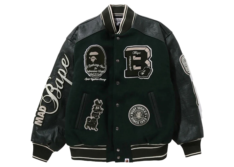 BAPE Bape Patch Varsity Jacket Groen
