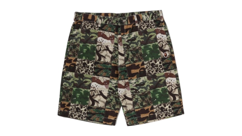 BAPE Camo Patchwork Short Army Groen