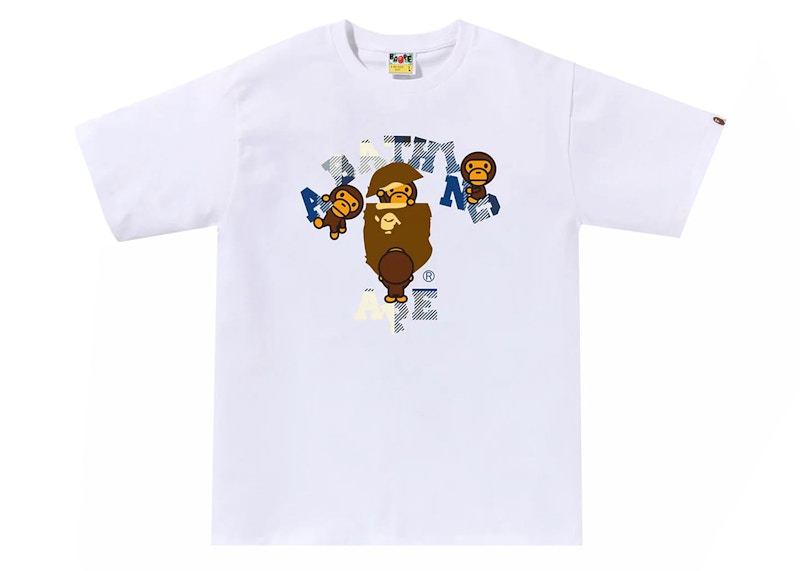 BAPE Check College Milo Tee Wit