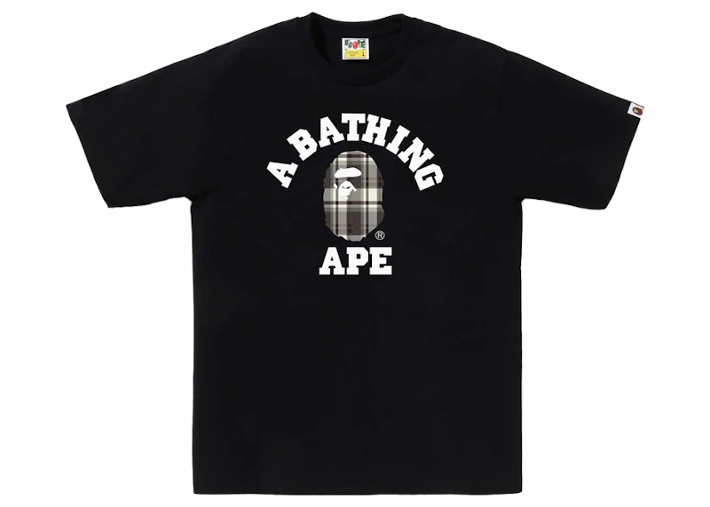 BAPE Check College Tee Zwart