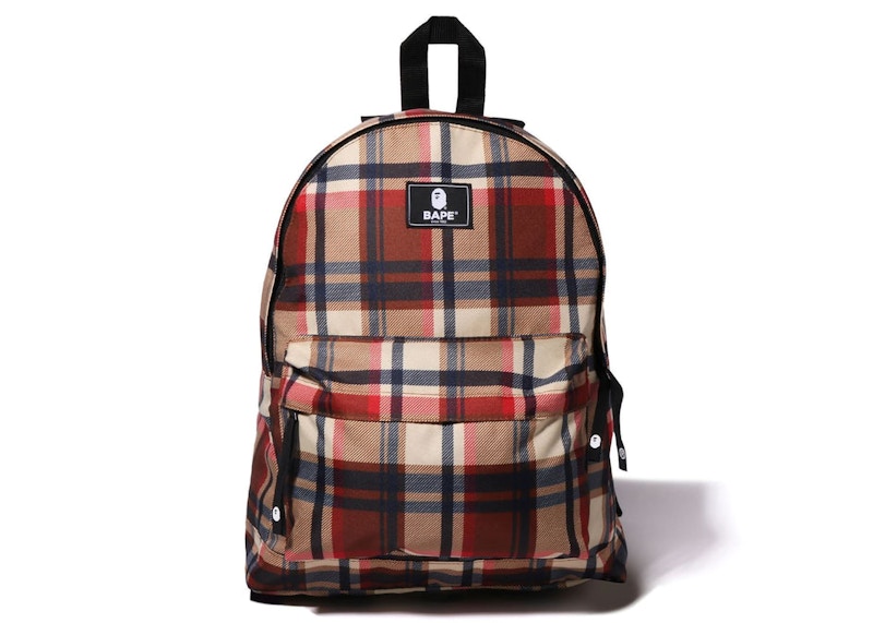 BAPE Check Daypack Backpack Rood