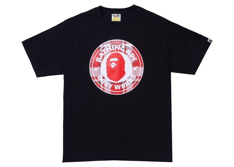 BAPE Check Gift Busy Works Tee Zwart