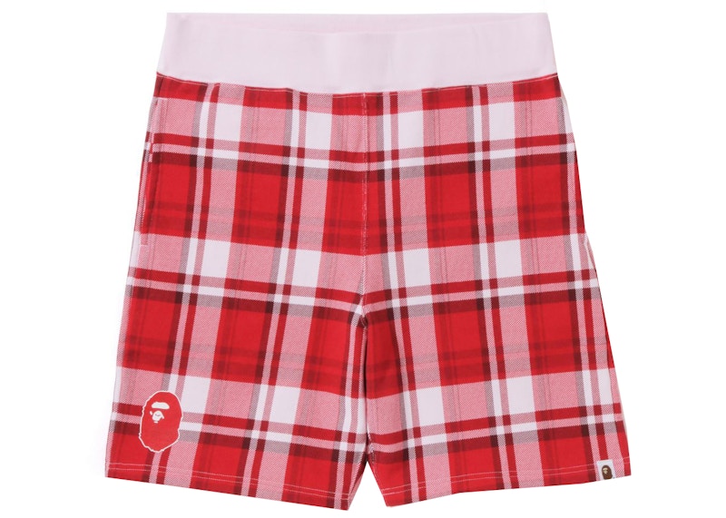 BAPE Check Gift Sweat Shorts Rood