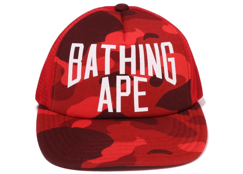 BAPE Color Camo Nyc Logo Mesh Cap Rood