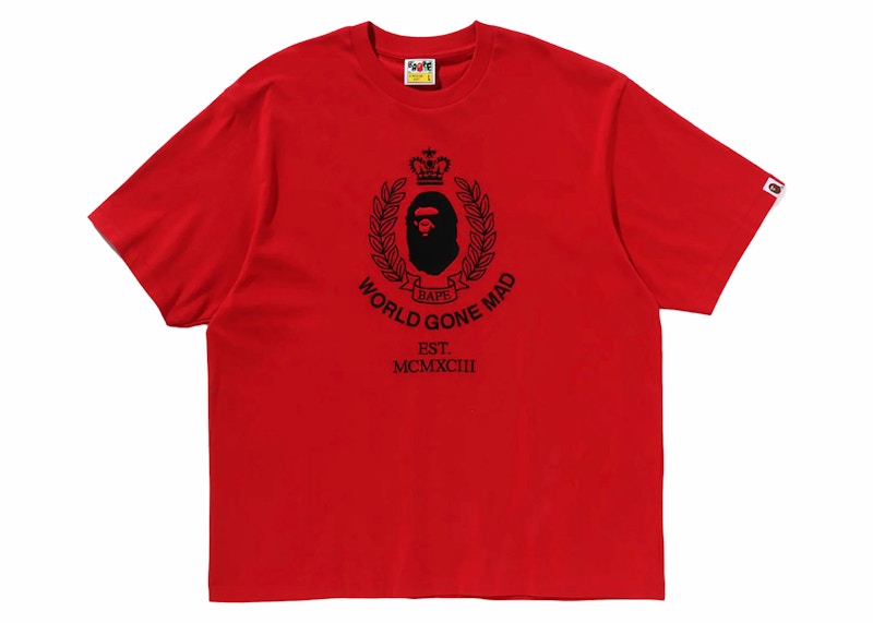 BAPE Crest College Logo Relaxed Fit Tee Rood
