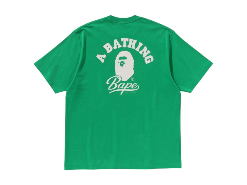 BAPE Cursive College Logo Relaxed Fit Tee Groen