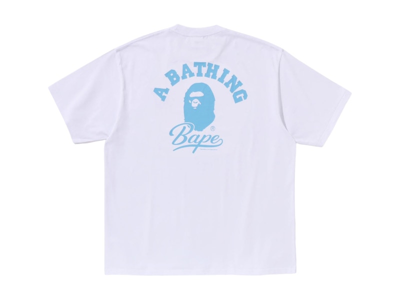 BAPE Cursive College Logo Relaxed Fit Tee Wit