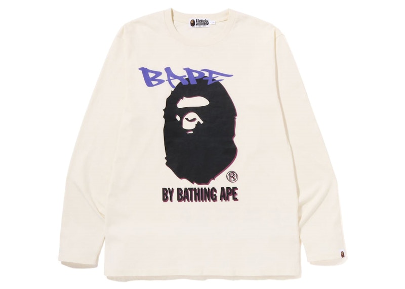 BAPE Double Print L/S Tee Ivory Wit