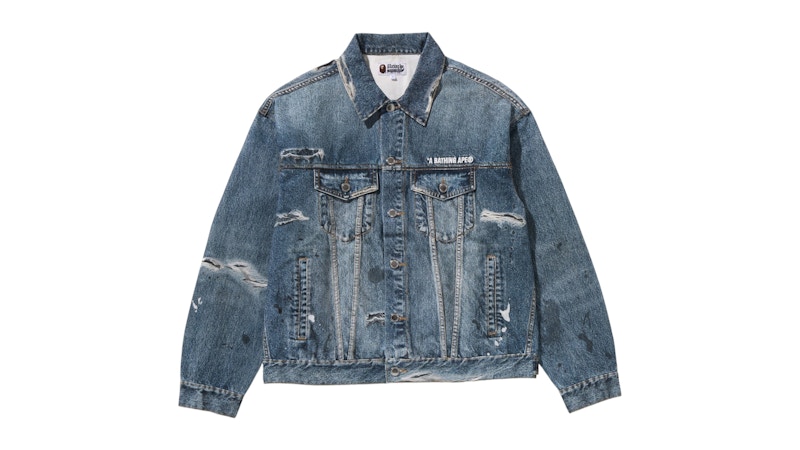 BAPE Fake Print Trucker Jacket Light Indigo