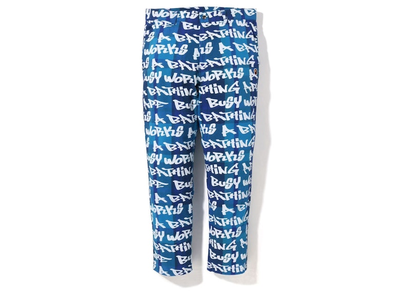BAPE Graffiti Check One Point Relaxed Fit Pants Blauw