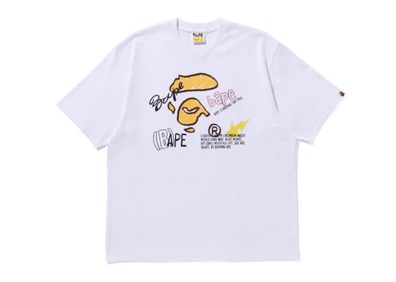 BAPE Hand Draw Graphic Relaxed Fit Tee Wit