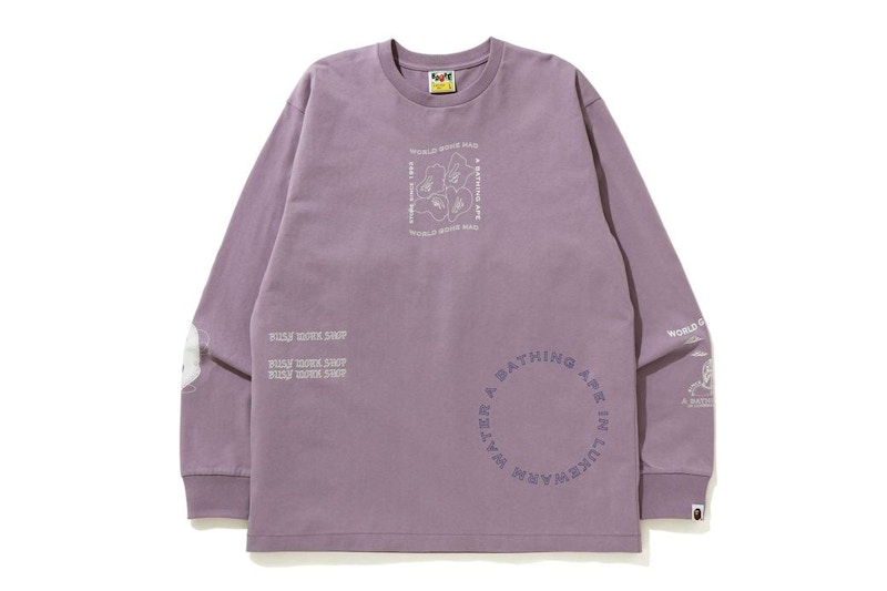 BAPE Ink Print Relaxed #1 L/S Tee Paars