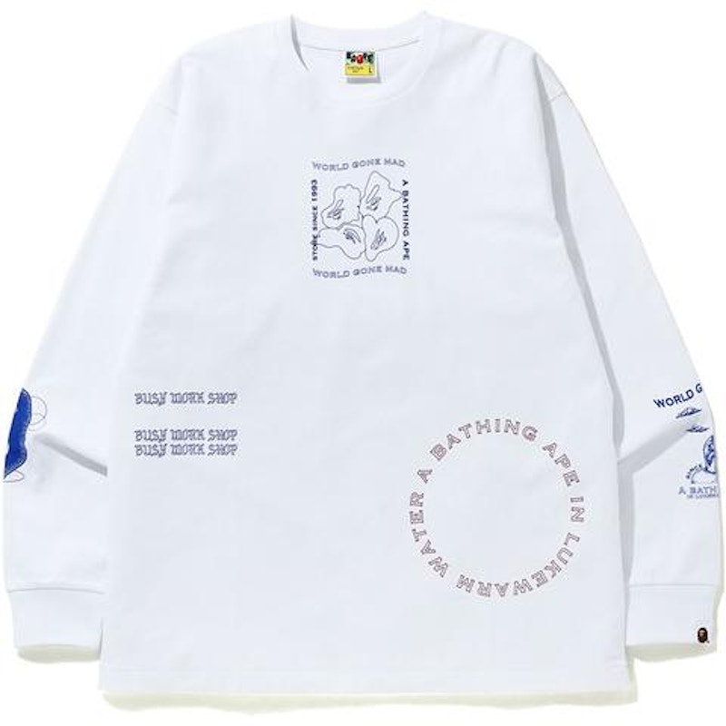 BAPE Ink Print Relaxed #1 /S Tee Wit