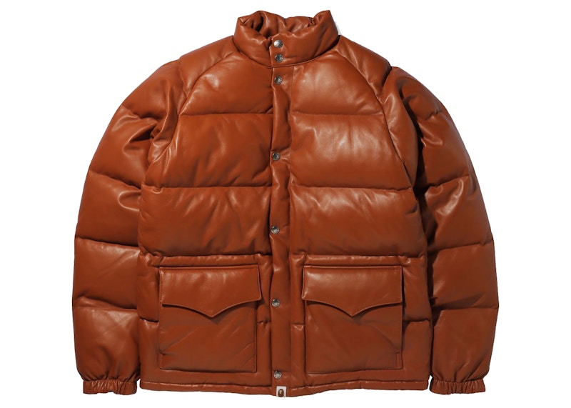 BAPE Leather Classic Down Jacket Jacket Bruin