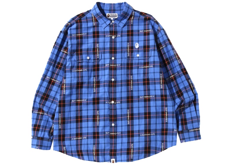 BAPE Logo Check Loose Fit Shirt Blauw