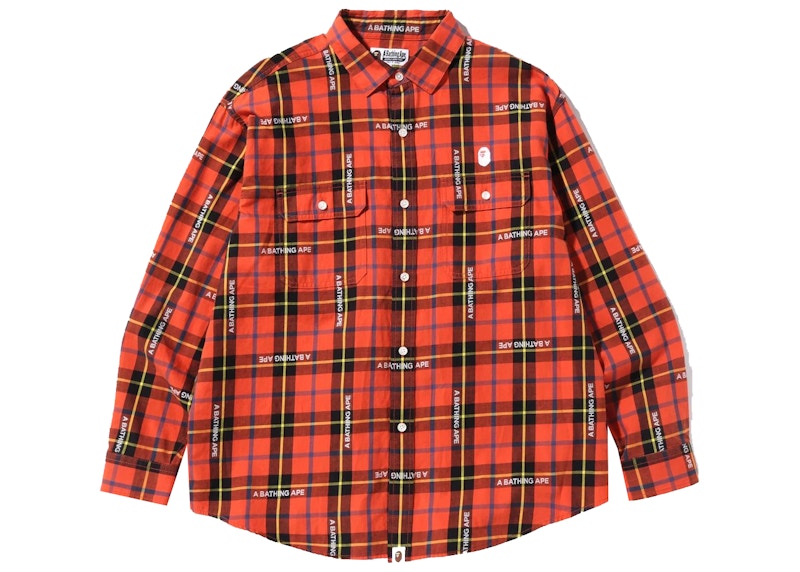 BAPE Logo Check Loose Fit Shirt Rood