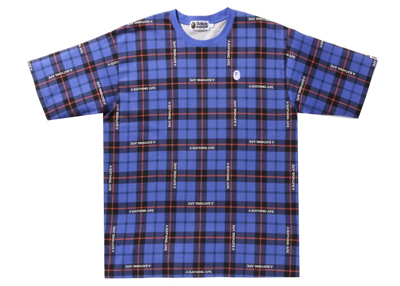 BAPE Logo Check Relaxed Fit One Point Tee Blauw