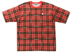 BAPE Logo Check Relaxed Fit One Point Tee Rood