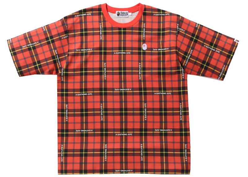 BAPE Logo Check Relaxed Fit One Point Tee Rood