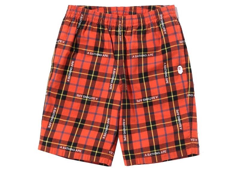 BAPE Logo Check Shorts Rood