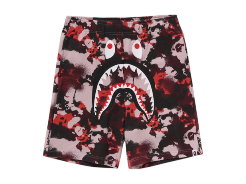 BAPE Map Camo Regular Fit Shark Sweat Shorts Rood