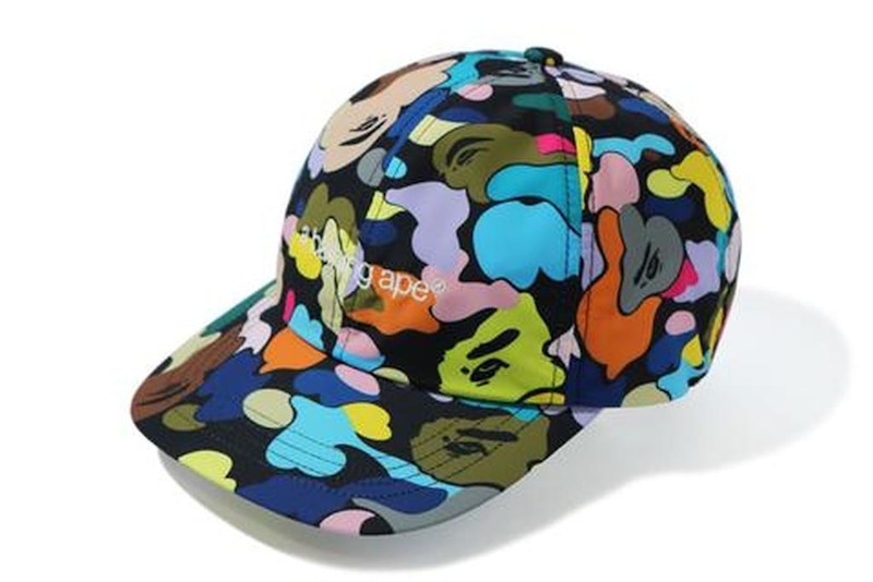 BAPE Multi Camo Embroidery Panel Cap Zwart