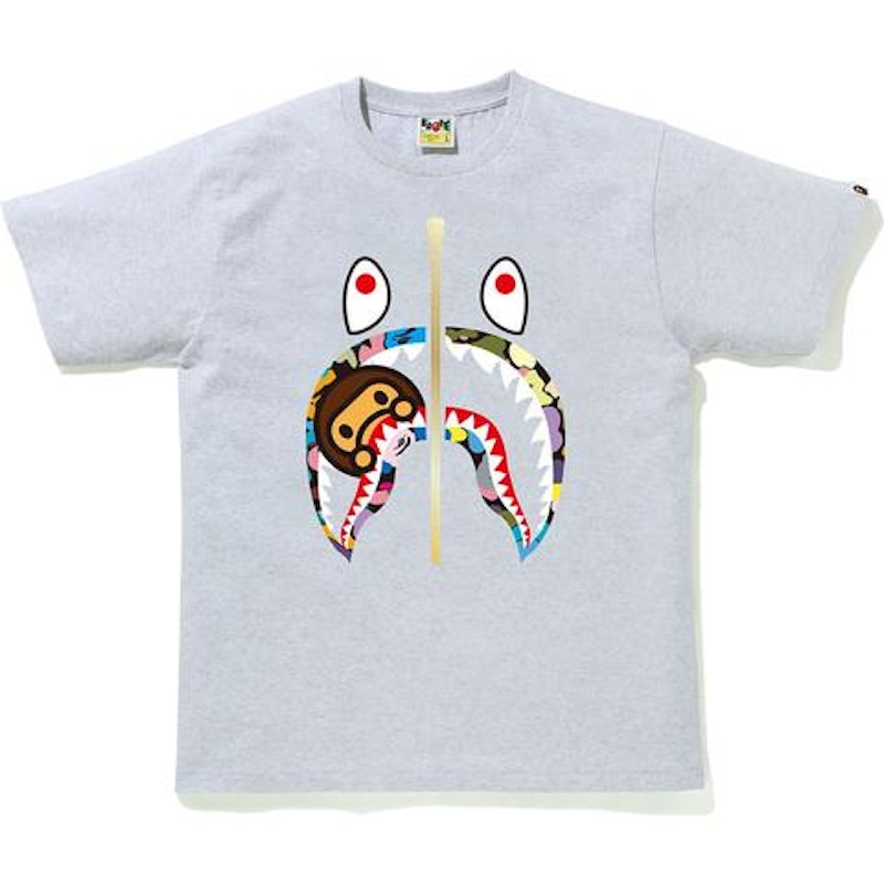 BAPE Multi Camo Milo Shark Tee Grijs