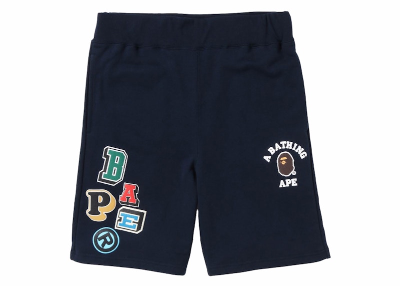BAPE Multi Fonts Sweat Shorts Blauw