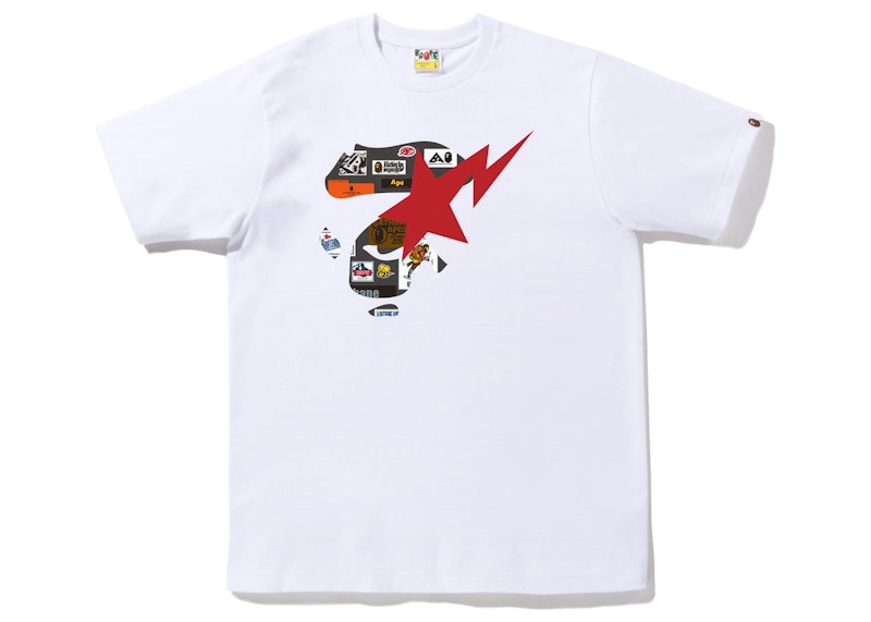 BAPE Multi Label Ape Face Tee Wit