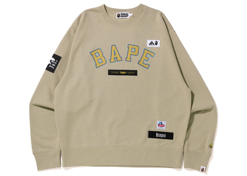 BAPE Multi Label Relaxed Fit Crewneck Beige