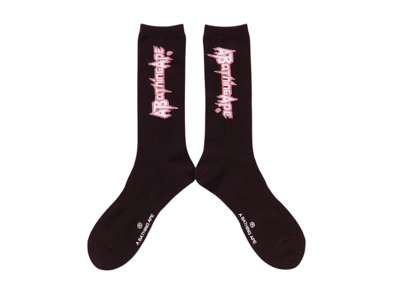 BAPE Multi Logo Long Socks Burgundy Rood