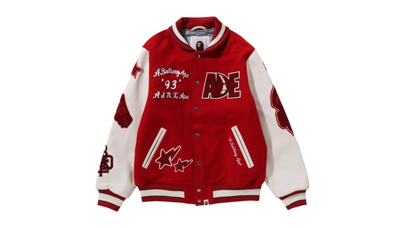 BAPE Multi Motif Varsity Jacket Rood