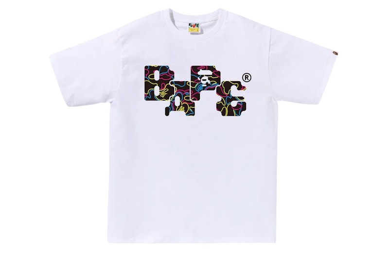 BAPE Neon Camo 8Bit Logo Tee Wit