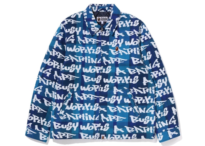 BAPE One Point Bape Graffiti Check Zip Jacket Blauw