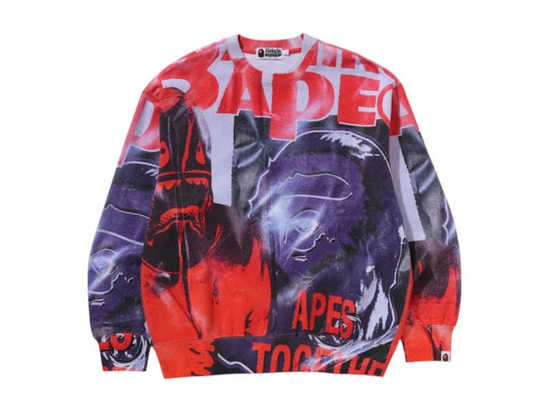 BAPE Overprint Relax Fit Crewneck Sweatshirt Multi Multicolor