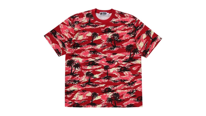 BAPE Palm Tree Camo One Point Relaxed Fit Tee Rood