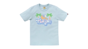 BAPE Palm Tree Pattern Milo On Bape Tee Blauw