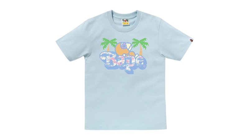 BAPE Palm Tree Pattern Milo On Bape Tee Blauw