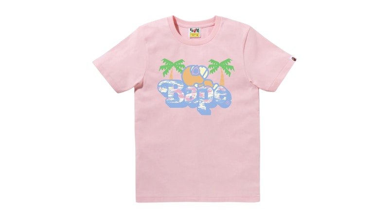 BAPE Palm Tree Pattern Milo On Bape Tee Roze