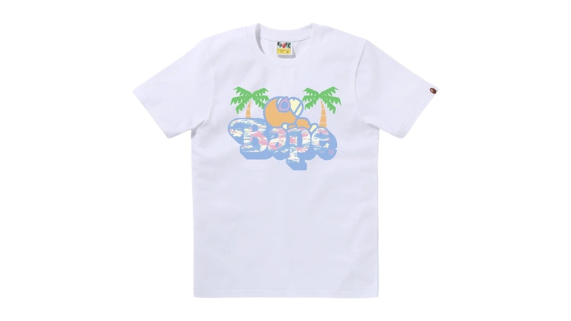 BAPE Palm Tree Pattern Milo On Bape Tee Wit