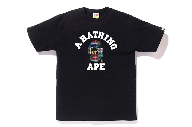 BAPE Patchwork College Tee Zwart