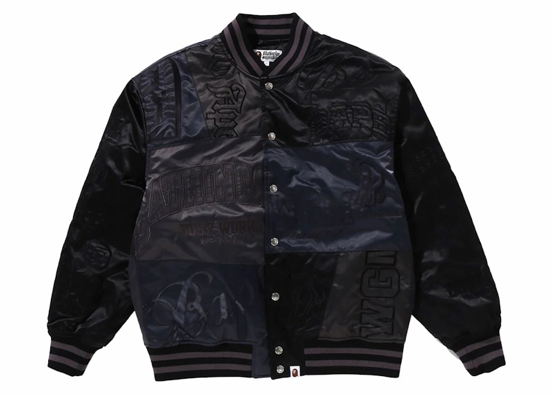 BAPE Patchwork Varsity Jacket Zwart